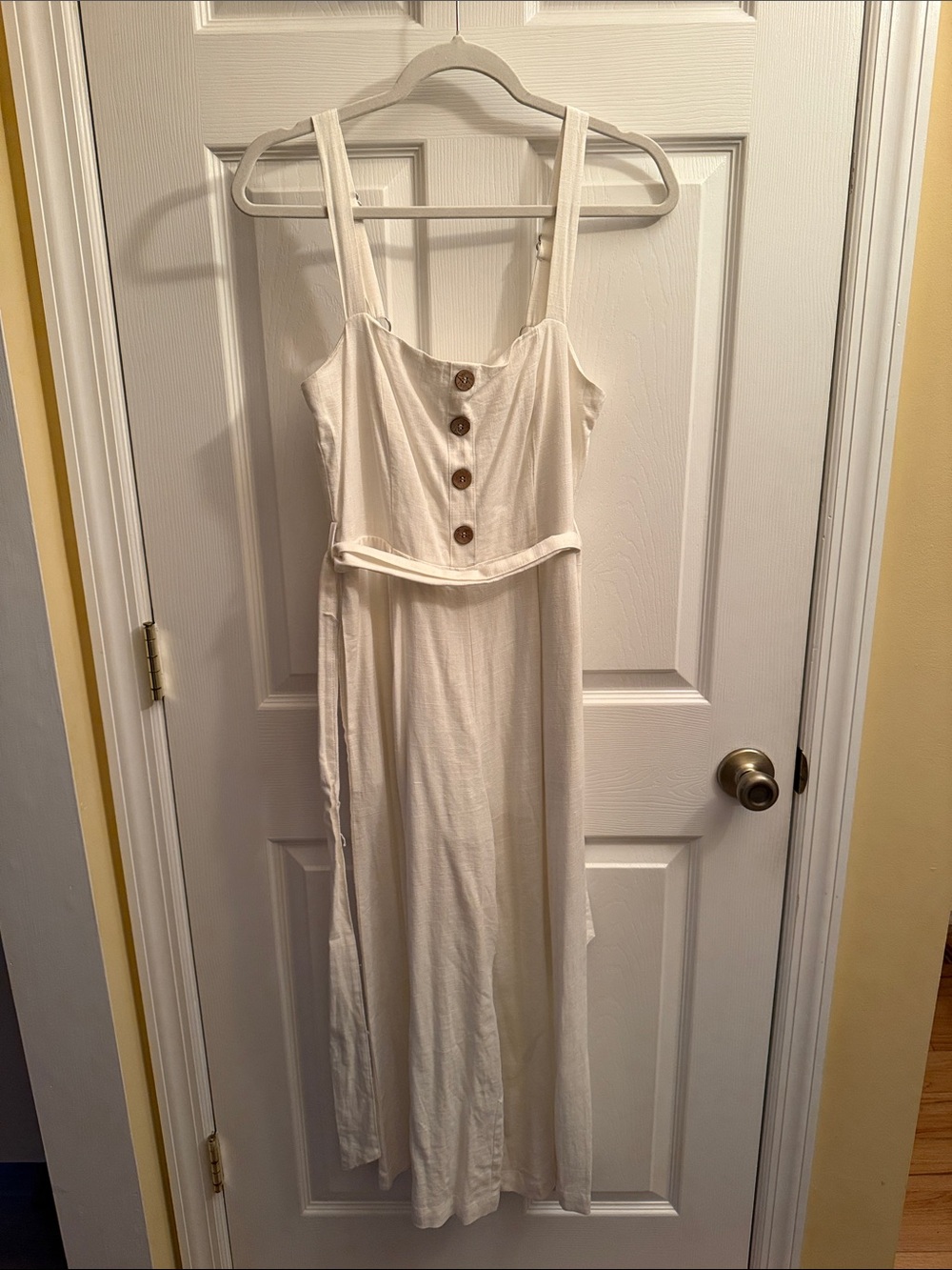 Lilyful Cream Button-Front jumpsuit